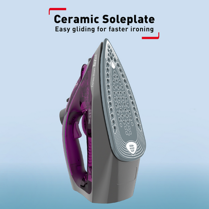 Tefal Express Steam Iron (Powergliss Ceramic Soleplate) 270ml 2600W FV2843  210g Steam Boost, Anti-Drip, Easy Refill, Fast Glide