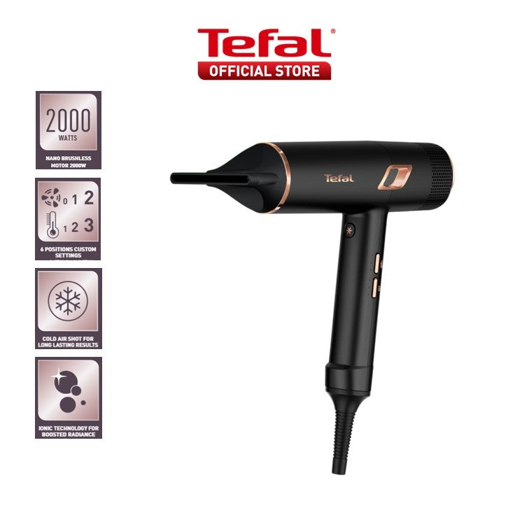 Tefal Maestria Hair Dryer ƒ?? 2000W Powerful, Lightweight, Ions Infused, Salon Grade, 3 Accessories Included HV9920