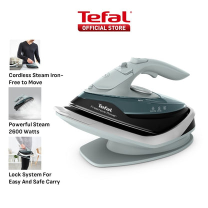 Tefal Freemove Power Cordless Steam Iron FV6672 ƒ?? Powerful 2600W, Lightweight, Smart Auto-Off, Anti-Drip, Anti-Scale