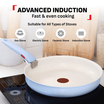 Tefal Ingenio Serenity Cookware Set - 4pc (Frypan 22cm + Frypan 28cm+ Saucepan 20cm + Handle)