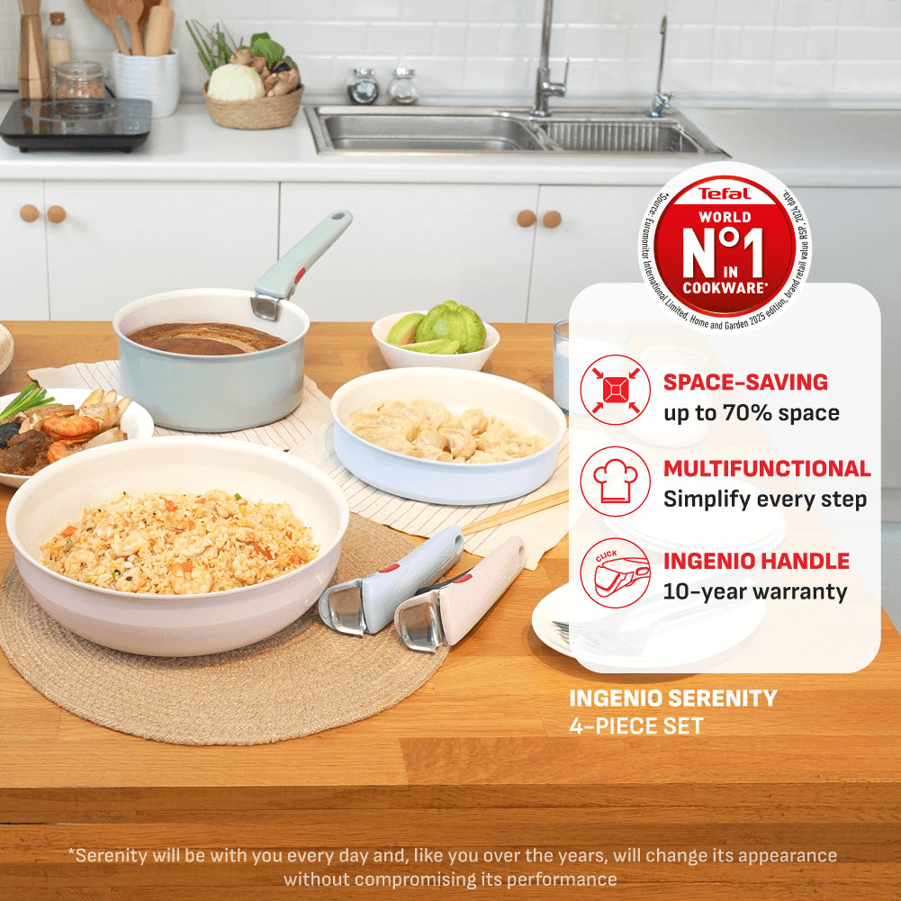 Tefal Ingenio Serenity Cookware Set - 4pc (Frypan 22cm + Frypan