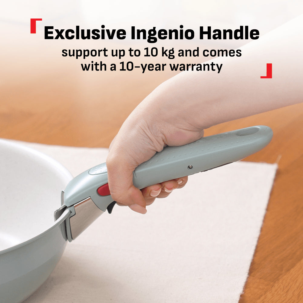 Tefal Ingenio Serenity Cookware Set - 4pc (Frypan 28cm + Wokpan 26cm+ Saucepan 20cm + Handle)