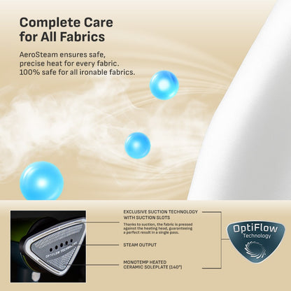 (NEW) Tefal Aerosteam Handheld Garment Steamer DT9814 – OptiFlow Suction Technology, 1400W, 20g/min Steam, 100ml Water Tank, Safe for All Fabrics