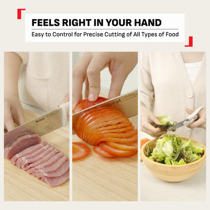 Tefal EverSharp Daily 4pcs Knife Set with Scissors, Self-Sharpening Block, Integrated Sharpener, Stainless Steel & Sharp