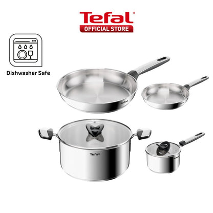 Tefal Emotion+ Flavors Stainless Steel Stew Pot, Saucepan and Fry Pan 24cm,28cm
