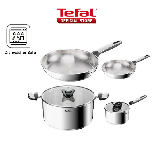 Tefal Emotion+ Range Stainless Steel Stew Pot, Saucepan and Fry Pan 24cm,28cm