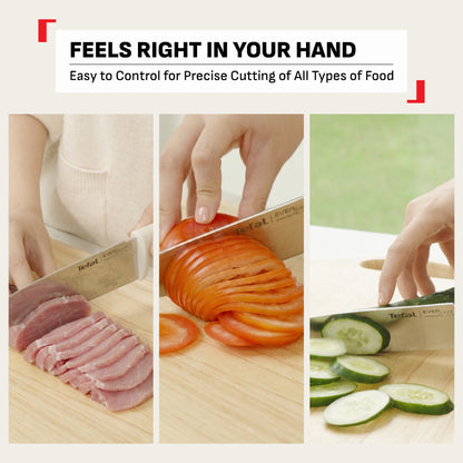Tefal EverSharp Daily Chef Knife 16.5cm with Self-Sharpening Block, Integrated Sharpener, Stainless Steel, Always Sharp