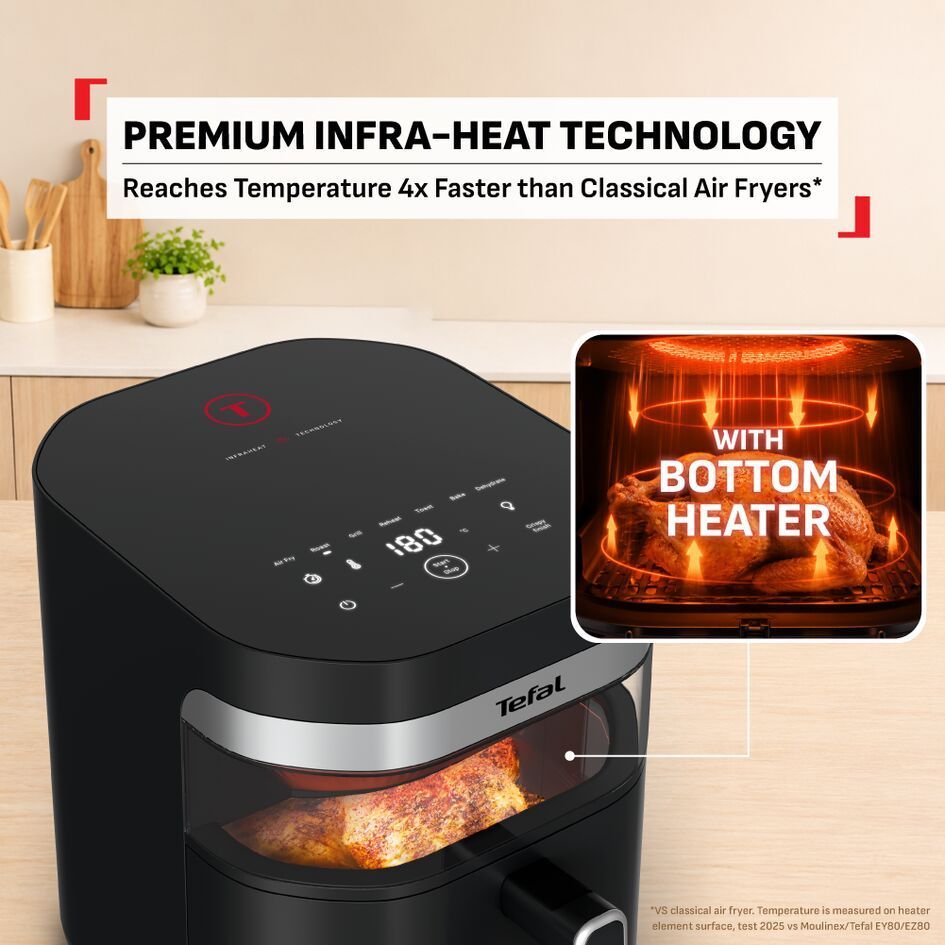 (NEW) Tefal Easy Fry Far Infrared Dual Heat 7L Air Fryer EY8328 - Infra-HeatTM Technology, 7 Preset, Dual Heating