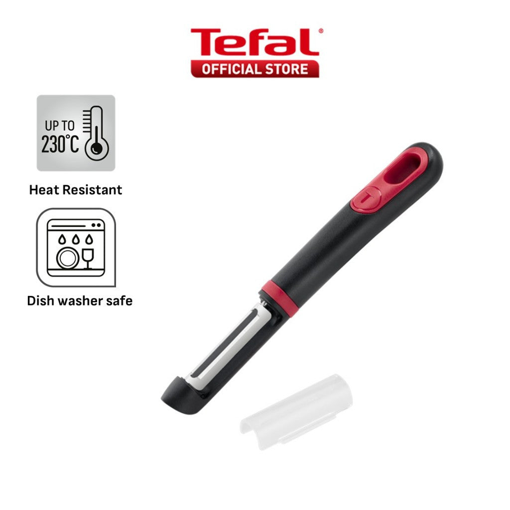 Tefal Ingenio+ Red Heat Resistant Kitchen Tools - Grater, Detachable Scissors, Locking Tongs & Vegetable Peeler