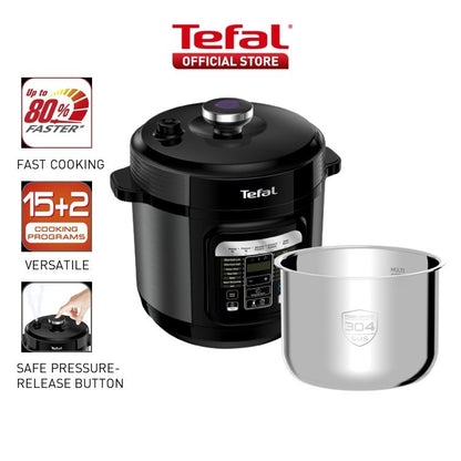 Tefal Home Chef Smart Electric Pressure Cooker 6L CY601  Multicooker, 15 programmes, 12 cups, steam, slow cook, bake, sous vide, sauce thickening