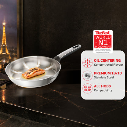 Tefal Emotion+ Flavors Stainless Steel Stew Pot, Saucepan and Fry Pan 24cm,28cm