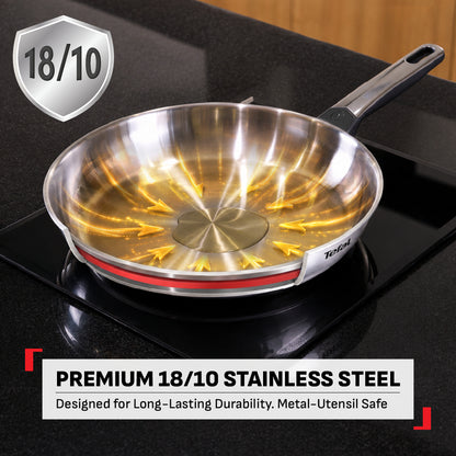 Tefal Emotion+ Flavors Stainless Steel Stew Pot, Saucepan and Fry Pan 24cm,28cm
