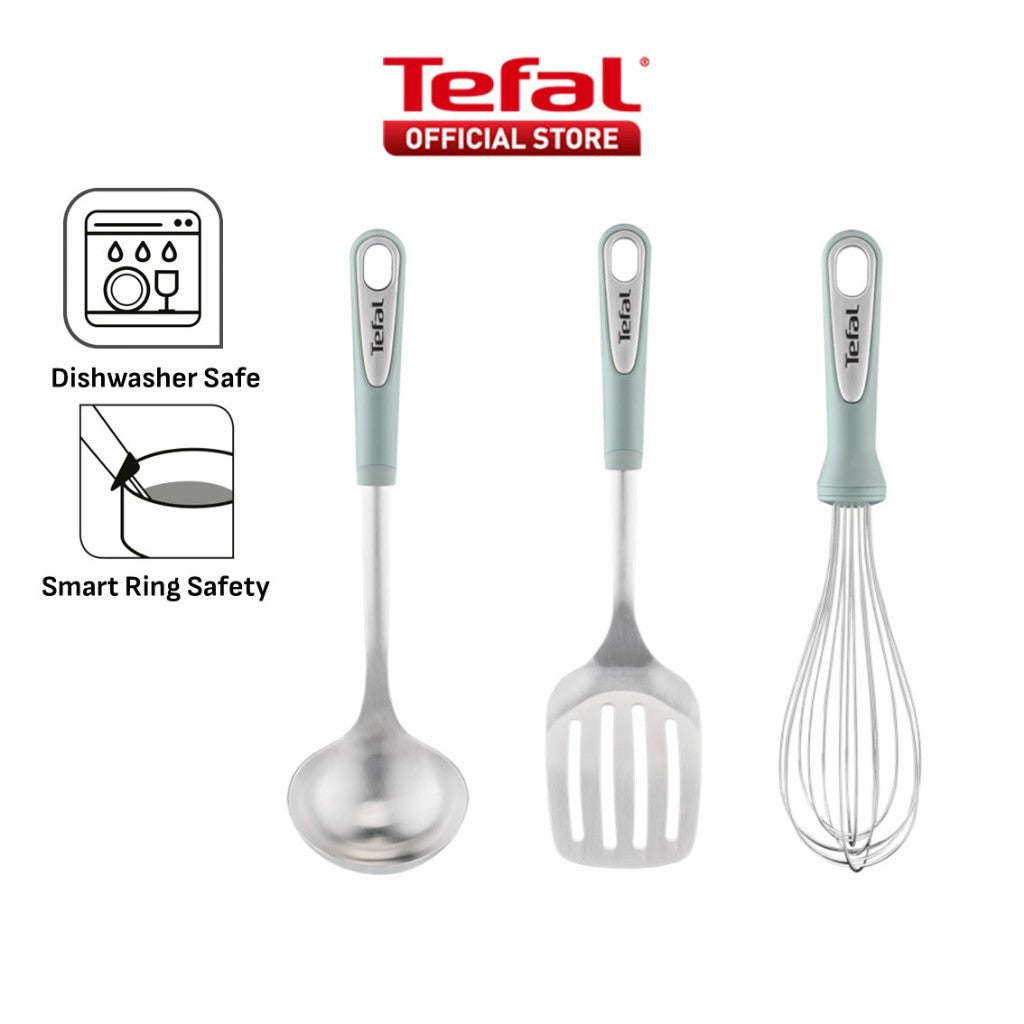 Tefal Ingenio Stainless Steel Kitchen Tools - Ladle , Slotted Turner , Whisk