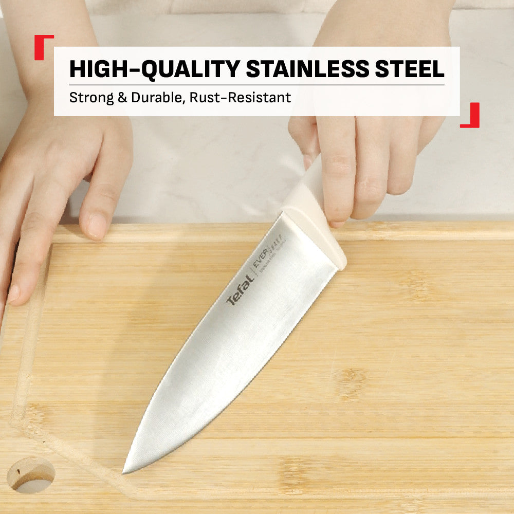 Tefal EverSharp Daily 4pcs Knife Set with Scissors, Self-Sharpening Block, Integrated Sharpener, Stainless Steel & Sharp