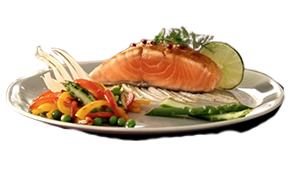 Vegetables and salmon dish